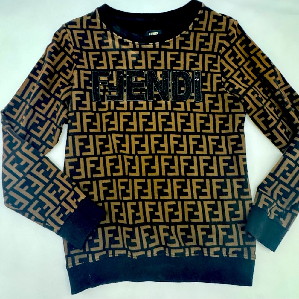 Fendi Black and Brown Crew Neck Sweater